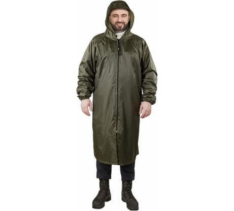 Плащ-дождевик ГРАНДМАСТЕР хаки, на молнии, многоразовый, с ПВХ покрытием, 60-62, рост 170-176, 610849