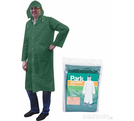 Дождевик-плащ ParkRC-70 размер XL, 140x145 см, зеленый, материал ПЕВА 999110