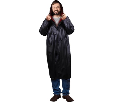 Дождевик-плащ Грандмастер черный, на кнопках, виниловый, сверхпрочный, размер 50-56 рост 170-185 610938