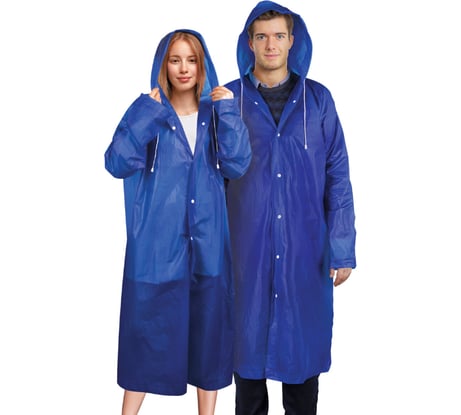 Дождевик плащ ОФИСМАГ синий на кнопках EVA многоразовый прочный, чехол, универсальный р-р, SHAMAANI 610931