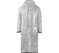 Дождевик-плащ прочный из EVA прозрачный с черным кантом на кнопках с карманами Nadzor 120 мкм 147345