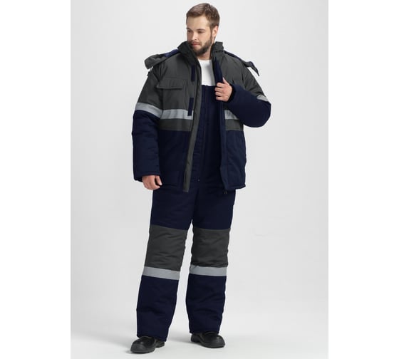 Зимний костюм с полукомбинезоном Факел Нордхард-2 СОП У. (ткань смесовая, 240) т.синий/серый, 68-70; 194-200 87490379.026 1