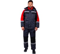 Зимний костюм с полукомбинезоном Вектрон-2 СОП Факел (ткань смесовая, 240) черный/красный/серый, 52-54; 182-188 87472322.006