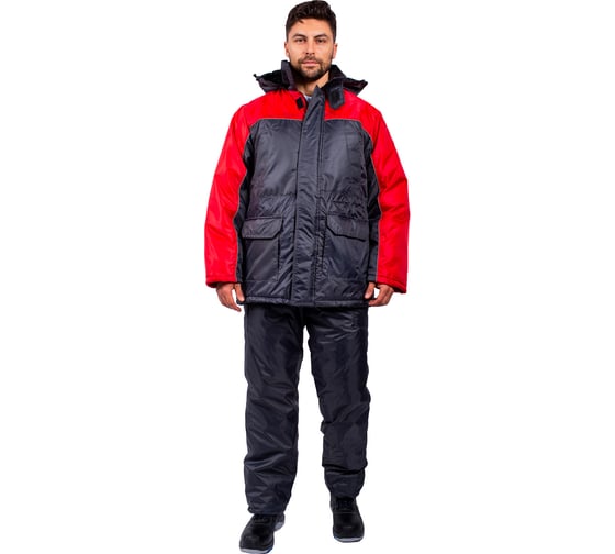 Зимний костюм с полукомбинезоном ФАКЕЛ Балтика темно-серый/красный, р. 48-50, рост 170-176 87474089.003 1
