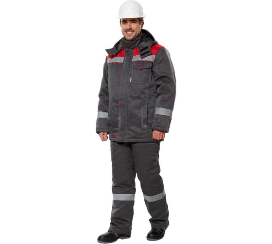 Утепленный костюм Авангард. Профессиональная экипировка Тимбер темно-cерый/красный, р.112-116/182-188 512508 1