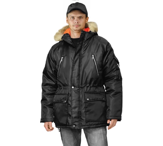 Удлиненная зимняя куртка URSUS АЛЯСКА черная КУР1018-280; 64-66, 182-188 1