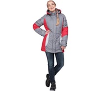 Утепленная женская куртка ГК Спецобъединение ВИРАЖ серый/красный, размер 96-100, рост 170-176 Кур 672/96/170