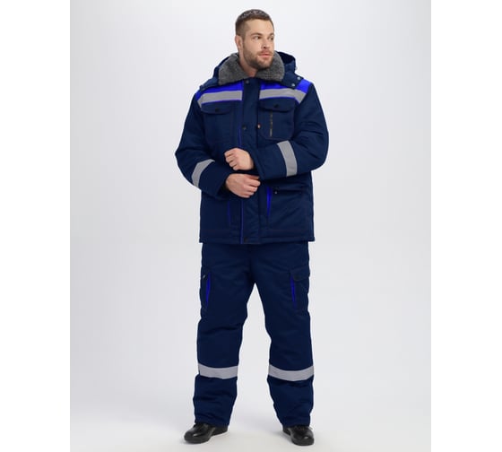 Костюм зимний ФАКЕЛ Титан-Ультра CH ткань смесовая, 240 гр/м, полукомбинезон, темно-синий/васильковый, 68-70, 182-188 87491224.016 1