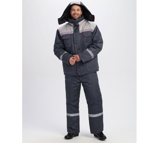 Костюм зимний ФАКЕЛ Фаворит-1 IMP ткань Смесовая, 240 г/кв. м, брюки, темн. серый/светл. серый, размер 64-66, рост 194-200 87491230.020 1