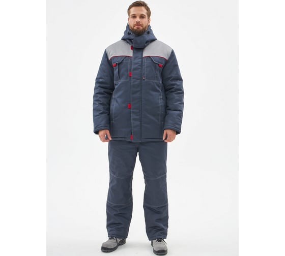 Костюм зимний ФАКЕЛ Фаворит-2 Премиум IMP ткань Смесовая, 240 г/кв. м, п/к, темн. серый/светл. серый/красный, размер 48-50, рост 158-164 87490377.006 1