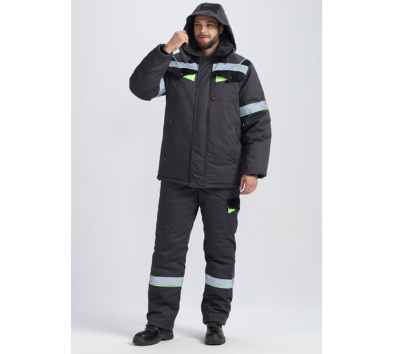 Костюм зимний ФАКЕЛ Ховард ткань Смесовая, 240 г/кв. м, п/к, темн. серый/черный/лимонный, размер 48-50, рост 170-176 87476477.003 1