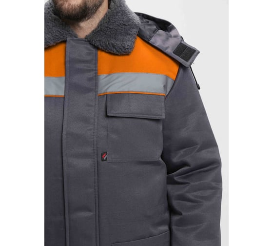 Куртка зимняя ФАКЕЛ Бригада NEW ткань Смесовая, 210 г/кв. м, темн. серый/оранжевый, размер 48-50, рост 170-176 87468243.002