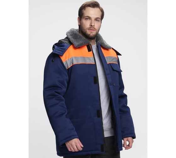 Куртка зимняя ФАКЕЛ Бригада NEW ткань Смесовая, 210 г/кв. м, темн. синий/оранжевый, размер 52-54, рост 182-188 87466427.007