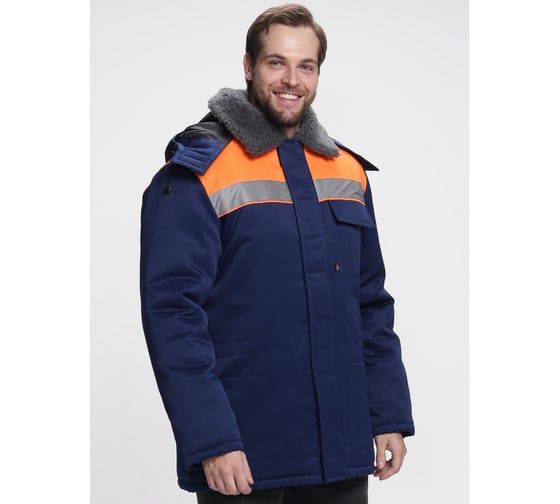 Куртка зимняя ФАКЕЛ Бригада NEW ткань Смесовая, 210 г/кв. м, темн. синий/оранжевый, размер 52-54, рост 182-188 87466427.007