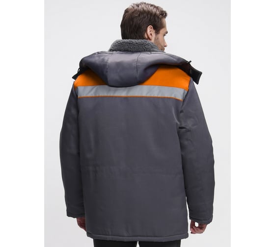 Куртка зимняя ФАКЕЛ Бригада NEW ткань Смесовая, 210 г/кв. м, темн. серый/оранжевый, размер 64-66, рост 170-176 87468243.006