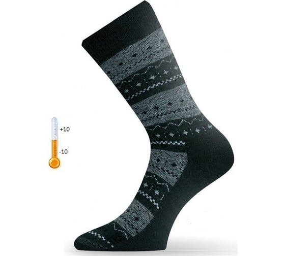 Носки Lasting TWP 686, wool+polypropylene, черный с серым рисунком, размер S TWP686-S
