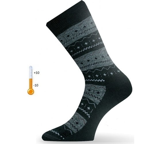 Носки Lasting TWP 686, wool+polypropylene, черный с серым рисунком, размер XL TWP686-XL