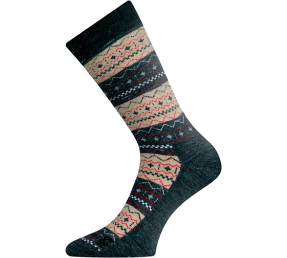 Носки Lasting TWP 807, wool+polypropylene, черный с коричневым рисунком, размер S TWP807S 1