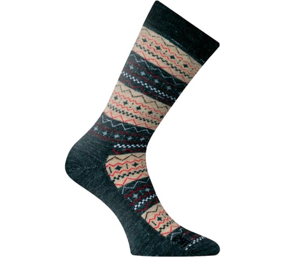Носки Lasting TWP 807, wool+polypropylene, черный с коричневым рисунком, размер M TWP807M