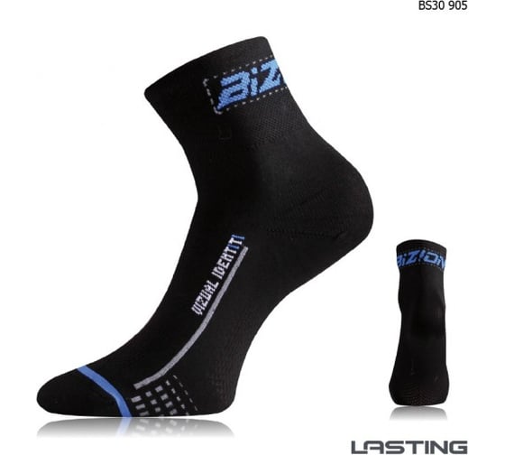 Носки Lasting BS30 905, microfiber+nylon, черный с синий полоской, размер M, BS30905M 1