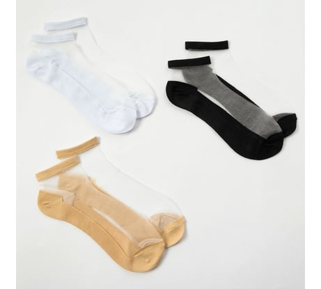 Набор стеклянных носков MINAKU "Француженка" размер 35-37 (22-25 см), цвет белый/бежевый/черный, 3 пары 4601658