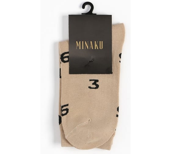 Носки мужские MINAKU "Цифры" цвет бежевый, размер 40-42 (27 см) 9612850