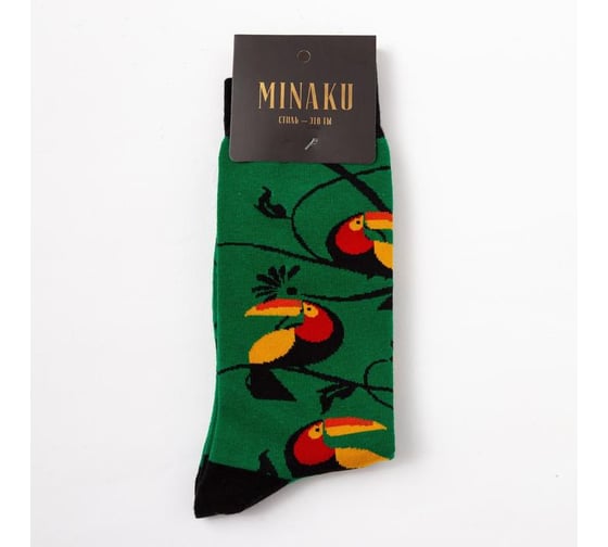 Носки MINAKU "Птицы" цвет зелёный, размер 36-41 (23-27 см) 5097402