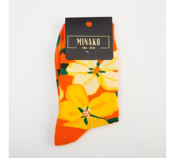 Носки MINAKU «Цветы» размер 36-41 (23-27 см) 6882931