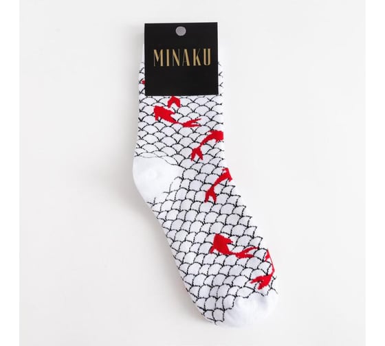 Носки MINAKU «Рыбки» цвет чёрный, размер 38-39 (25 см) 6889079