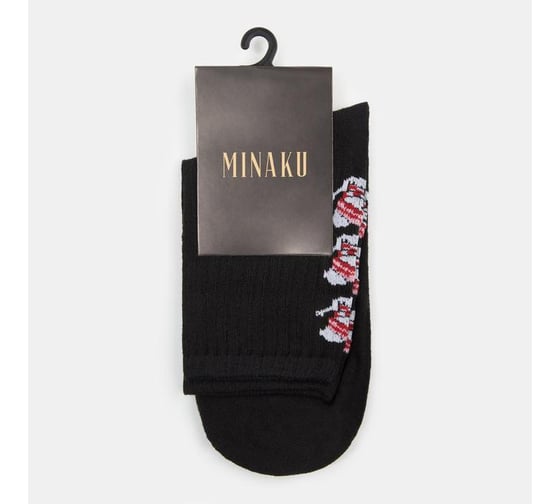 Женские носки MINAKU "Снеговики" цвет чёрный, р-р 38-39 (25 см) 7313550