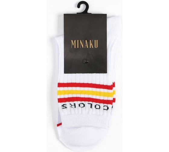 Женские носки MINAKU "Colors" цвет белый (с полосками), р-р 36-37 (23 см) 9612856