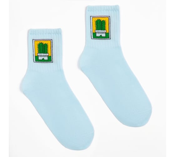Женские носки MINAKU "Кактус" цвет голубой, р-р 38-39 (25 см) 7516973 1