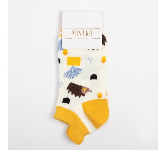 Женские носки MINAKU "Ёжики", цв.желтый, р-р 36-41 (23-27 см) 7479614