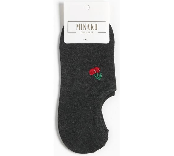 Женские носки MINAKU укороченные "Вишня" цвет серый, р-р 36-39 (23-25 см) 7488411 9326860