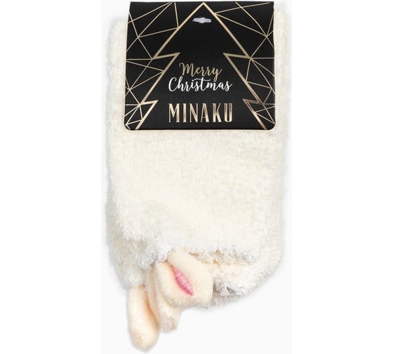 Махровые носки MINAKU с ушками, цв.белый, р-р 36-39 (23-25 см) 7573831