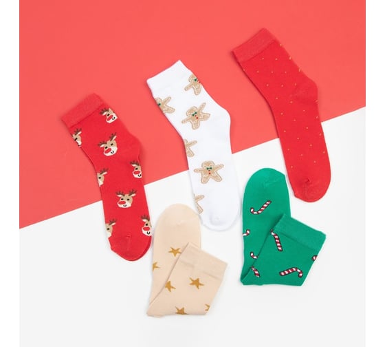 Набор женских носков KAFTAN Marry xmas, р. 36-40 (23-25 см), 5 пар 7989258
