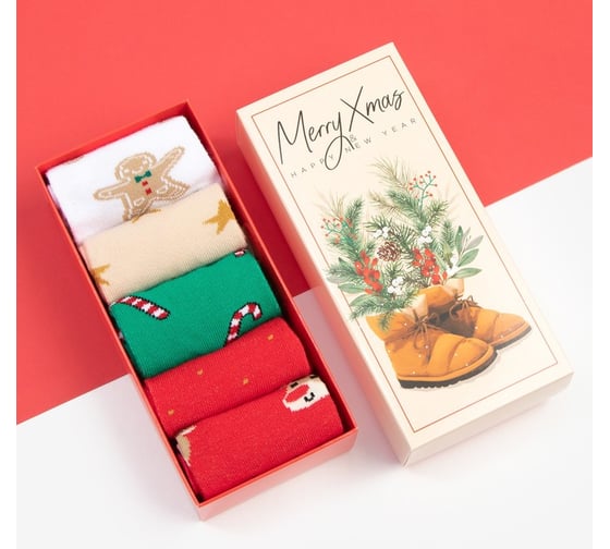 Набор женских носков KAFTAN Marry xmas, р. 36-40 (23-25 см), 5 пар 7989258