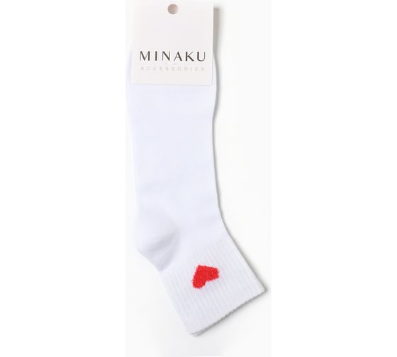 Женские носки MINAKU "Сердце" , цвет белый, р-р 36-39 (23-25 см) 10291383