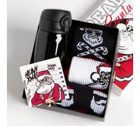Подарочный набор KAFTAN термос и носки 3 пары Real Santa, размер 41-44 (27-29 см) 7360158
