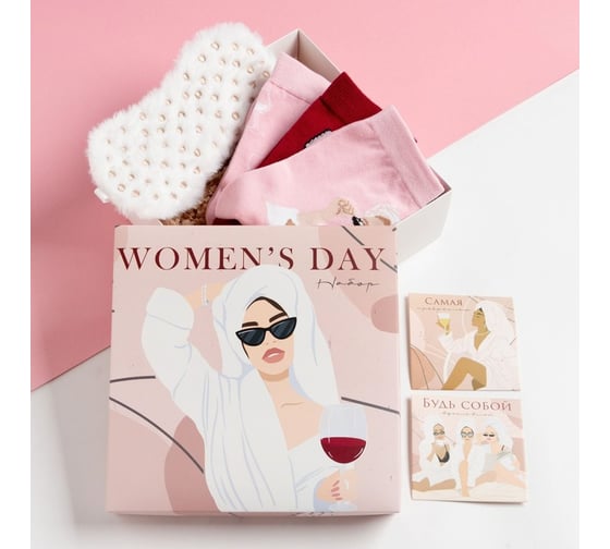 Подарочный набор KAFTAN "Woman's day" маска для сна, носки 3 пары 7696213 1