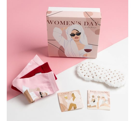 Подарочный набор KAFTAN "Woman's day" маска для сна, носки 3 пары 7696213