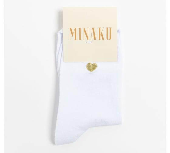 Носки женские MINAKU "Нeart" цвет белый, размер 36-37 (23 см) 7750520