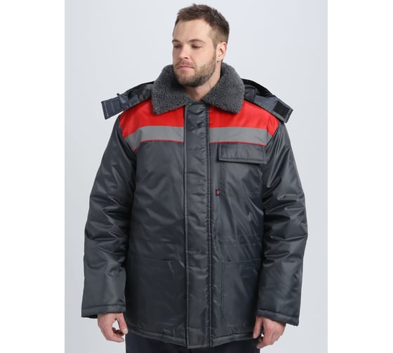Куртка зимняя ФАКЕЛ 87491239 Бригада NEW  Оксфорд, темно-серый/красный 87491239.005