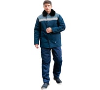 Куртка утепленная ООО ГУП Бисер Работник COTTON Оксфорд темно-синий/серый/СВП, размер 136-140, рост 182-188 4660391424692