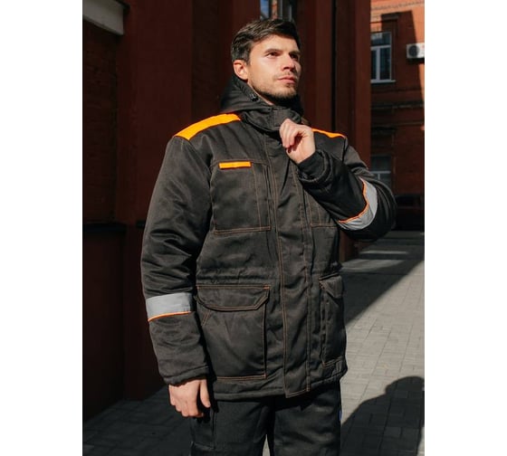 Куртка утепленная ООО ГУП Бисер Мотор Orange черный/оранжевый/СВП, размер 96-100, рост 182-188 4660391426269 1