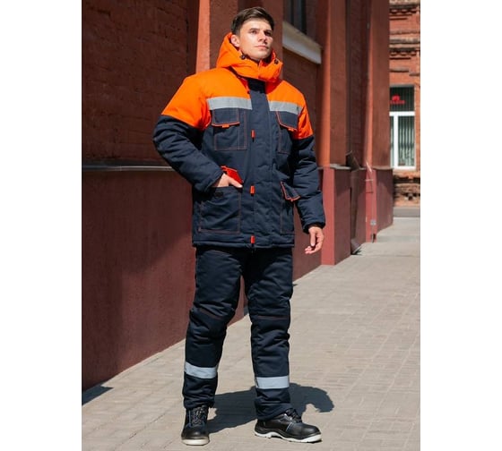 Костюм утепленный ООО ГУП Бисер Интер Orange синий/оранж/СВП, размер 104-108, рост 182-188 4660391400566 1