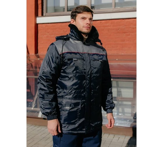 Куртка утепленная ООО ГУП Бисер Инженер Grey (-1) Оксфорд темно-синий/серый/красный, размер 104-108, рост 170-176 4660391425996 1