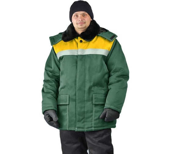 Куртка зимняя URSUS "УРАЛ" цвет темно-зеленый/желтый КУР802-125/52-54, 182-188 1