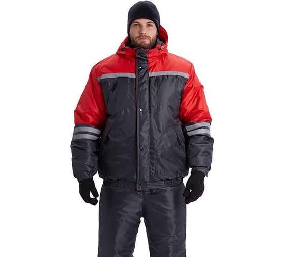 Костюм зимний URSUS "СТИМ" куртка/полукомбинезон, цвет темно-серый/красный КОС634-303/64-66, 170-176 1