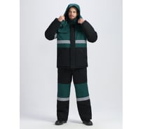 Костюм с полукомбинезоном Факел Нордхард-2 СОП У. (ткань смесовая, 240) черный/т.зеленый 87490367.020